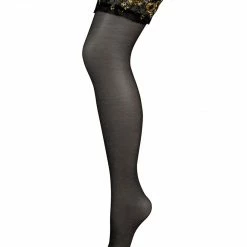 Pour Moi Lingerie Lace In Gold Top Holdups Hosiery 276