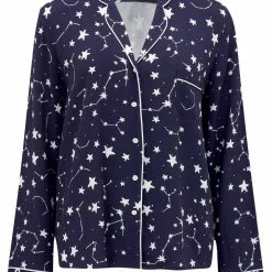 Petite Pour Moi Loungewear Luxe Woven Twill Navy Constellation Pajama Set 19826 17 Petite Pour Moi Loungewear Luxe Woven Twill Navy Constellation Pajama Set 19826