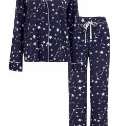 Petite Pour Moi Loungewear Luxe Woven Twill Navy Constellation Pajama Set 19826 19 Petite Pour Moi Loungewear Luxe Woven Twill Navy Constellation Pajama Set 19826