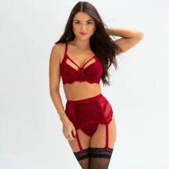 Pour Moi Dark Romance Red And Black Unlined Strappy Bra 21702