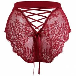 Pour Moi Dark Romance Red And Black Lace Up High Waist Panty 21703
