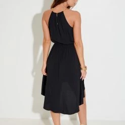 Pour Moi Swimwear Gold Chain Black High Neck Beach Dress Cover Up 91047