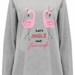 Petite Pour Moi Loungewear Jingle & Flamingle Charcoal & Pink Cotton Jersey Pajama Set 23104 15 Petite Pour Moi Loungewear Jingle & Flamingle Charcoal & Pink Cotton Jersey Pajama Set 23104