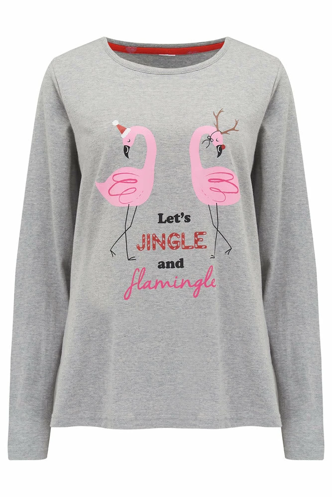 Petite Pour Moi Loungewear Jingle & Flamingle Charcoal & Pink Cotton Jersey Pajama Set 23104 8 Petite Pour Moi Loungewear Jingle & Flamingle Charcoal & Pink Cotton Jersey Pajama Set 23104
