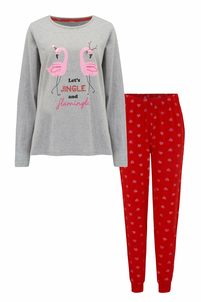 Petite Pour Moi Loungewear Jingle & Flamingle Charcoal & Pink Cotton Jersey Pajama Set 23104 10 Petite Pour Moi Loungewear Jingle & Flamingle Charcoal & Pink Cotton Jersey Pajama Set 23104