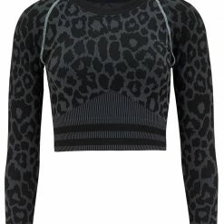 Pour Moi Activewear Energy Grey Black And Aqua Crop Top 97140