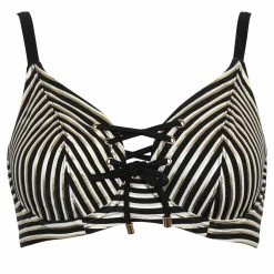 Pour Moi Swimwear Radiance Black White Gold Print Bikini Top 24701