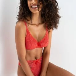 Bra & Panty Sets Pour Moi Rebel Coral Brazilian Lace Brief Panty 84004