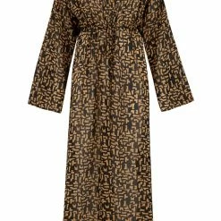 Pour Moi Swimwear Recycled Chiffon Black Gold Maxi Kimono Cover Up 91029