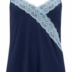 Pour Moi Loungewear Sofa Loves Lace Navy Blue Jersey Cami 19836