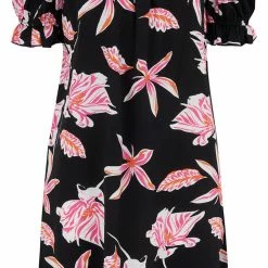 Pour Moi Swimwear Bardot Black Pink Beach Dress Cover Up 91018