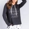 PJS & Lounge PJ Salvage Loungewear Mama Needs A Silent Night Heather Slate Hoodie RAWCHDPJ