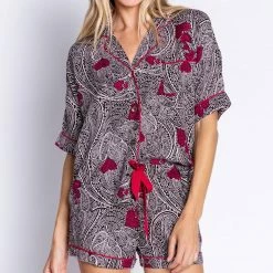 Petite PJ Salvage Loungewear Paisley Party Slate 2 Piece PJ Set RBPPPJPJ