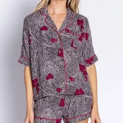 Petite PJ Salvage Loungewear Paisley Party Slate 2 Piece PJ Set RBPPPJPJ