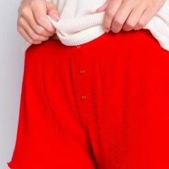 Petite PJ Salvage Loungewear Textured Essentials Red Pajama Short RITESPJ