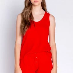 Petite PJ Salvage Loungewear Textured Essentials Red Pajama Short RITESPJ