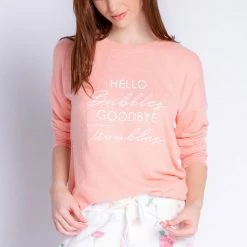 PJ Salvage Loungewear Sunset Spritzers Light Coral Long Sleeve Top RXSULS2