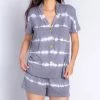 PJ Salvage Loungewear Happy Days Charcoal PJ Short & Shirt Set RZHDP PJS & Lounge