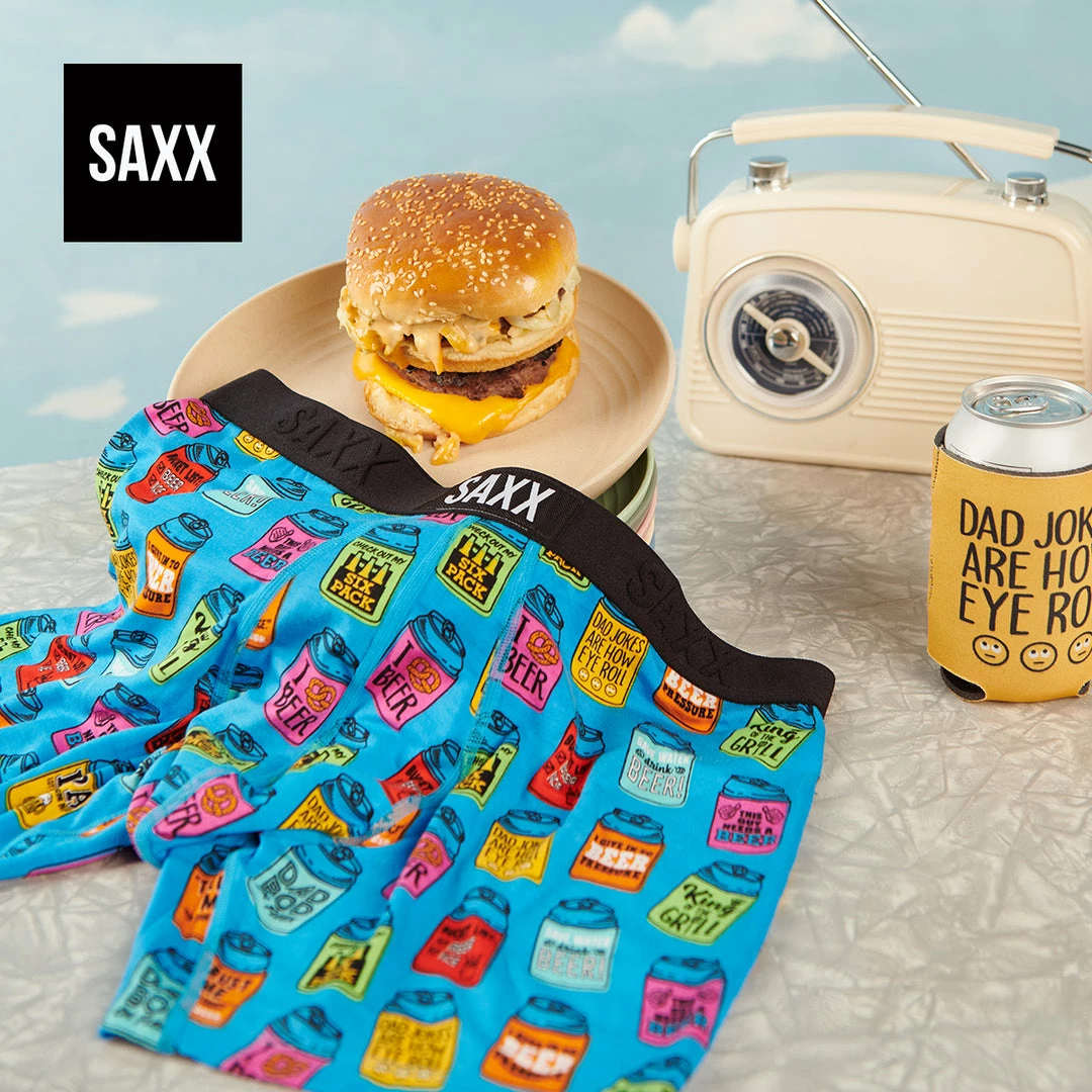 Saxx Vibe Blue Koozie Modern Fit Boxer Brief Underwear BM35 Mens