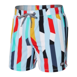 Saxx Oh Buoy 2N1 Volley Cut Work Stripe Airy Blue Mens Swimwear SW03L