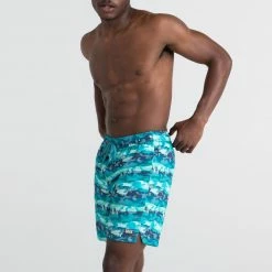 Saxx Oh Buoy 2N1 Volley Blue Kamo Mens Swimwear SW03L