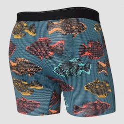 Mens Saxx Quest 2.0 Shadow Fish Storm Blue Modern Fit Boxer Brief Underwear BB70F