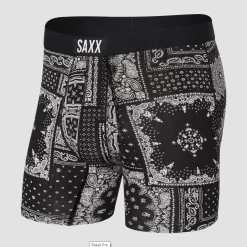 Saxx Vibe Black Bandana Republic Modern Fit Boxer Brief Mens Underwear BM35