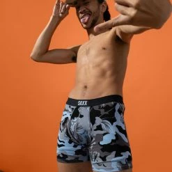 Mens Saxx Vibe Blue Camo Flora Modern Fit Boxer Brief Underwear BM35