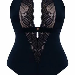 Curvy Kate Scantilly Indulgence Black Latte Stretch Lace Bodysuit 010704