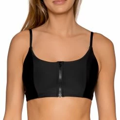Swimsystems Swim Systems Sivan Black Crop Zip Up Bikini Top T530