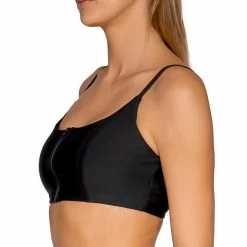 Swimsystems Swim Systems Sivan Black Crop Zip Up Bikini Top T530