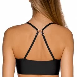 Swimsystems Swim Systems Sivan Black Crop Zip Up Bikini Top T530