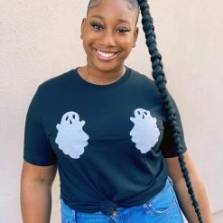 Unique Vintage Black Boo Short Sleeve Tee 128215