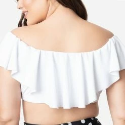 Unique Vintage Swimwear Ramona White Plus Size Bikini Top 45643CZ115PL