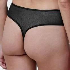 Skarlett Blue Unveil Black Gleam Lace Thong Panty 371200 Bra & Panty Sets