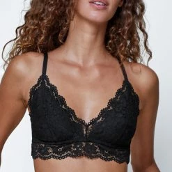 Skarlett Blue Wander Black Lace Unlined Bralette Bra 325194 Bras