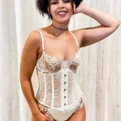 The Bra Genie Underbust Black And White Lace Corset Lingerie