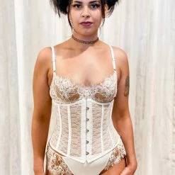 The Bra Genie Underbust Black And White Lace Corset Lingerie