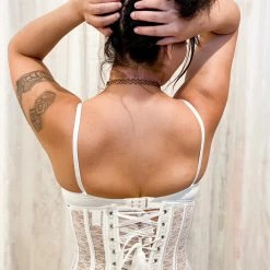 The Bra Genie Underbust Black And White Lace Corset Lingerie