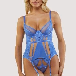 Playful Promises Wolf & Whistle Claire Blue Basque WWl825B Bra & Panty Sets