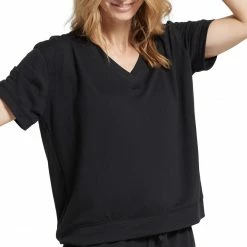 Yummie Lounge French Terry Black Top Loungewear YL1-097