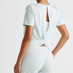 Yummie Loungewear Baby French Terry Misty Blue Peek A Boo Top YL1-109