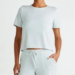 Yummie Loungewear Baby French Terry Misty Blue Peek A Boo Top YL1-109