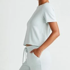 Yummie Loungewear Baby French Terry Misty Blue Peek A Boo Top YL1-109