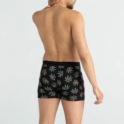 Mens Saxx Daytripper Black Leaves Boxer Brief Underwear BB11F