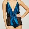 I Collection ICollection Lingerie Beatrice Teal Plus Size Romper 7954X
