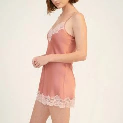 Ginia Silks Ginia Luxury Mauve Glow Silk Chemise With Lace Sleepwear GPM301 Lingerie