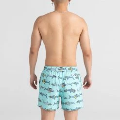 Saxx Oh Buoy 2N1 Volley Pool Sharks Sea Glass Mens Swimwear SW03L